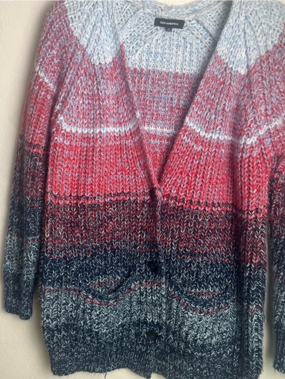 525 America Multicolor Knit Cardigan Open Front Sweater - Picture 6 of 12